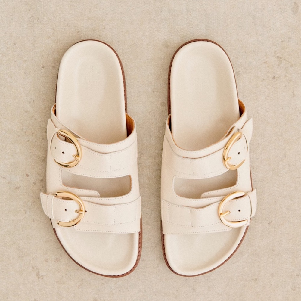 Sezane Lenny Low Mules in Cream NWB Size 10